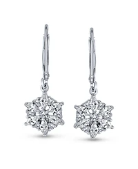 Bling Jewelry Marquise Cubic Zirconia Frozen Winter Holiday Party Cz Snowflake Lever back Dangle Drop Earrings Sterling Silver