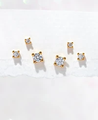Girls Crew 18k Gold-Plated 3-Pc. Set Mixed Size Crystal Stud Earrings