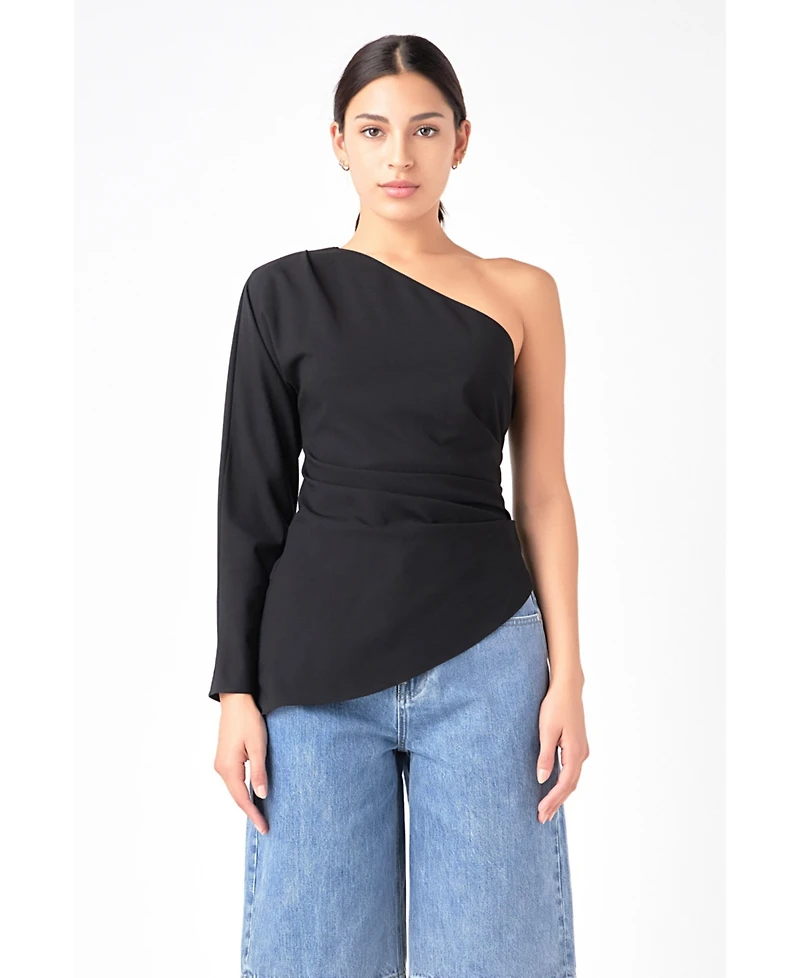 Grey Lab Women's Asymmetric Ruched Top