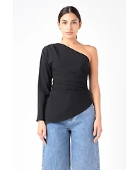 Grey Lab Women's Asymmetric Ruched Top