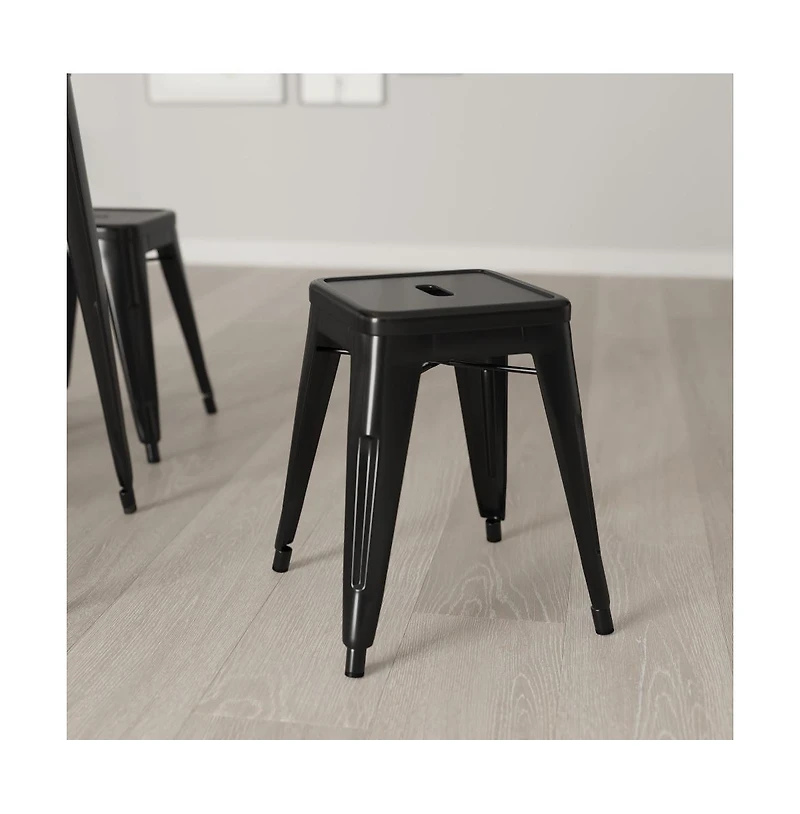 Merrick Lane Set Of 4 Sloane 18" High Backless Stacking Dining Stools With Durable Metal Frame