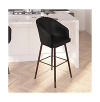 Temperance Modern Wood Frame Stool With Metallic Accents