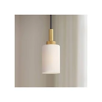 Prue Black Soft Gold Mini Pendant 5 1/4" Wide Modern White Cylinder Shade Fixture for Dining Room House Home Foyer Kitchen Entryway Bedroom Livin