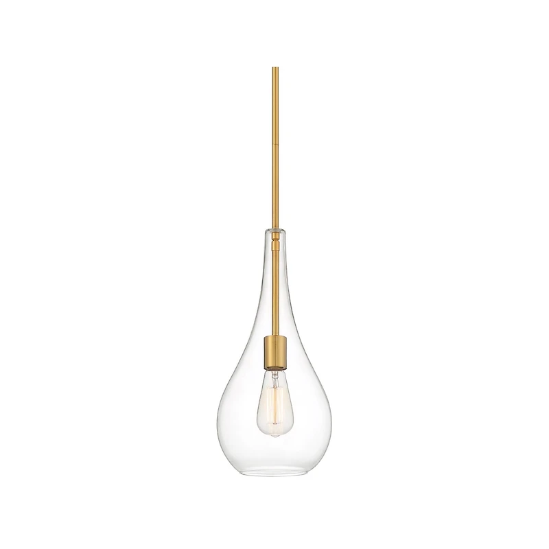 Possini Euro Design Soft Gold Mini Pendant 7 1/2" Wide Modern Clear Glass Shade Fixture for Dining Room House Home Foyer Kitchen