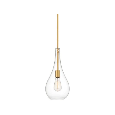 Possini Euro Design Soft Gold Mini Pendant 7 1/2" Wide Modern Clear Glass Shade Fixture for Dining Room House Home Foyer Kitchen