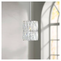 Possini Euro Design Chrome Mini Pendant 7 3/4" Wide Modern Clear Crystal Shade for Dining Room Living House Home Foyer Kitchen Island High Ceilin