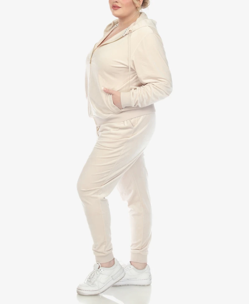 White Mark Plus Velour Tracksuit Loungewear 2pc Set