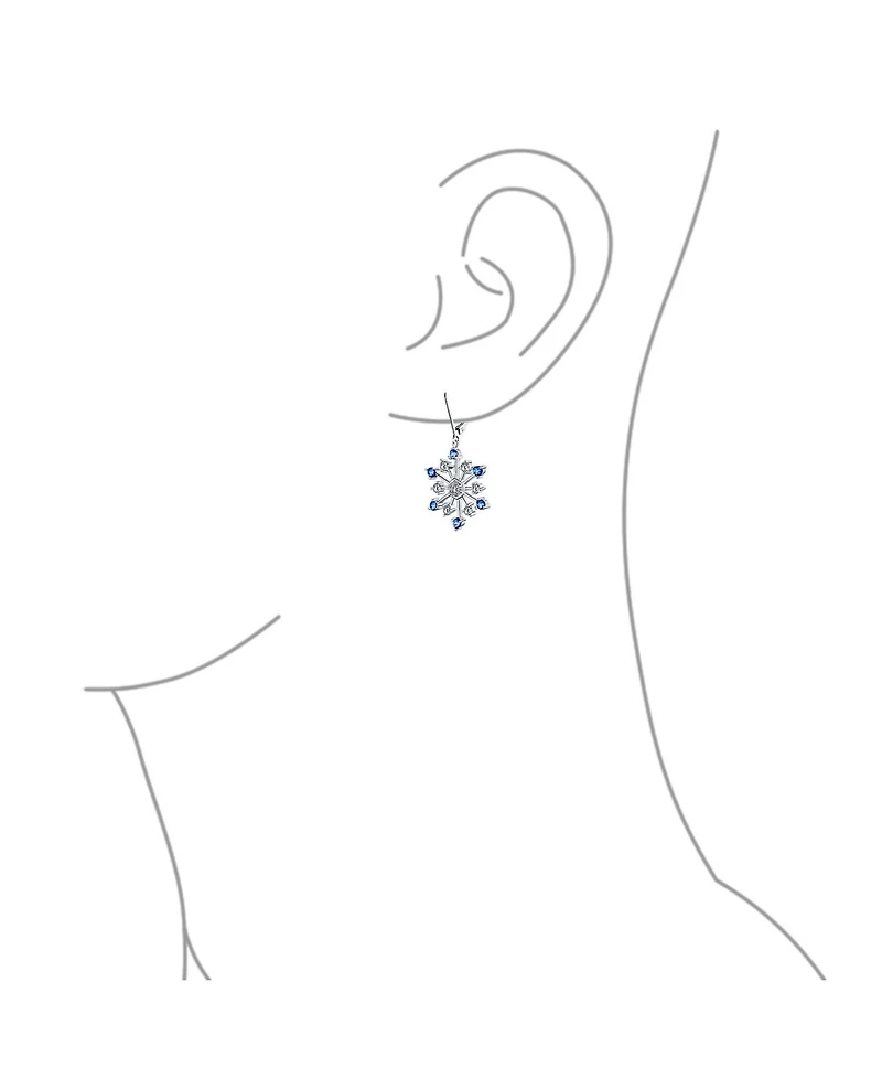 Bling Jewelry Frozen Winter Holiday Party Snowflake Dangle Drop Earrings For Ice Blue Cubic Zirconia Cz
