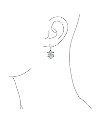 Bling Jewelry Frozen Winter Holiday Party Snowflake Dangle Drop Earrings For Ice Blue Cubic Zirconia Cz