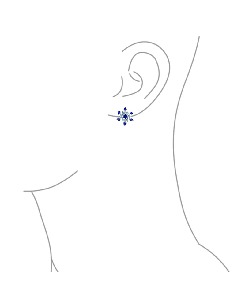Christmas Holiday Party Cz Royal Ice Blue Aqua Cubic Zirconia Star Snowflake Stud Clip On Earrings No Piercing