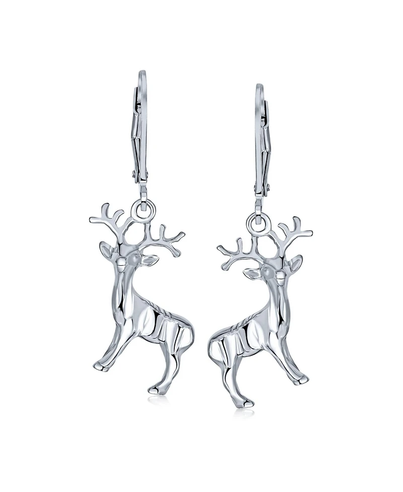 Bling Jewelry Hunter Outdoor Buck Elk Moose Antelope Christmas Rudolph Reindeer Dangle Earrings Lever back Sterling Silver