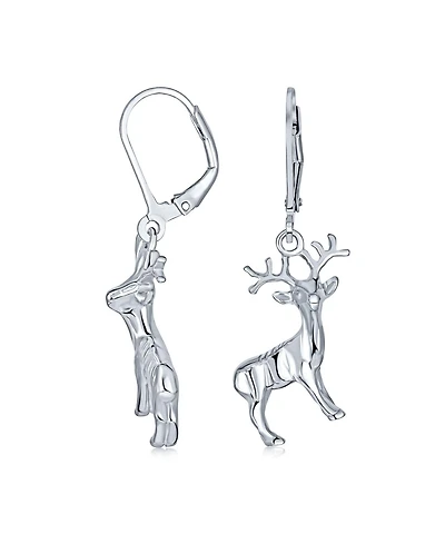 Bling Jewelry Hunter Outdoor Buck Elk Moose Antelope Christmas Rudolph Reindeer Dangle Earrings Lever back Sterling Silver