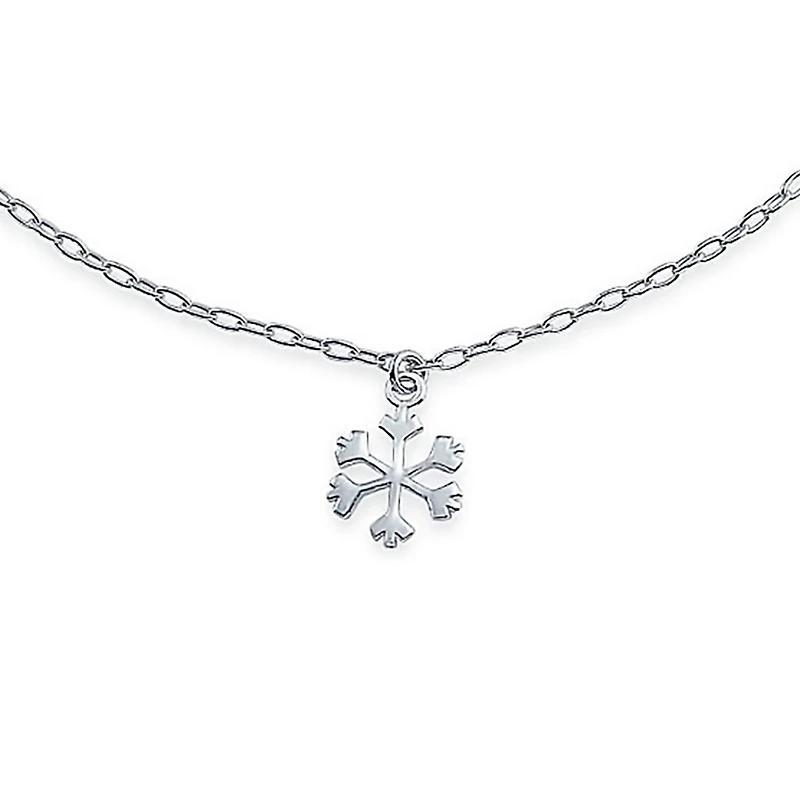 Bling Jewelry Holiday Party Christmas Dangling Multi Charms Frozen Winter Snowflake Anklet Ankle Bracelet Sterling Silver Adjustable 9-10 Inch