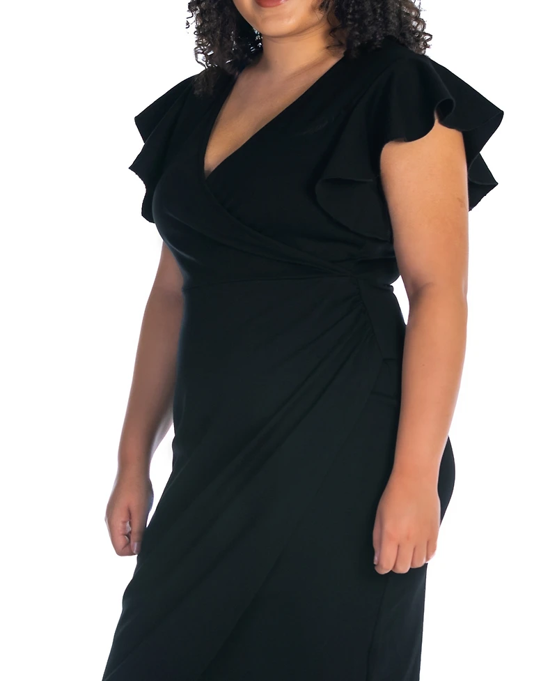 24seven Comfort Apparel Plus V-neck Knee Length Dress
