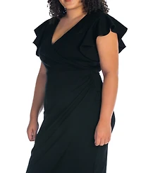 24seven Comfort Apparel Plus V-neck Knee Length Dress