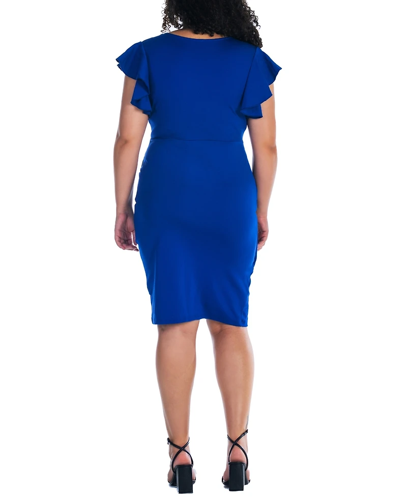 24seven Comfort Apparel Plus V-neck Knee Length Dress
