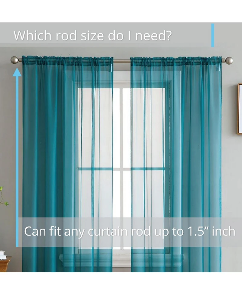 Hlc.me 2 Pack Sheer Voile Window Curtain Sheer Panels