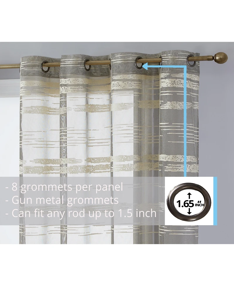 Hlc.me Broadway Stripe Decorative Semi Sheer Light Filtering Grommet Window Treatment Curtain Drapery Panels for Bedroom & Living Room