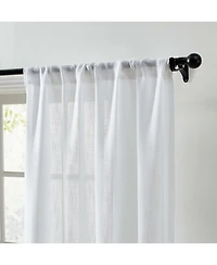 Hlc.me Linda Faux Linen Textured Semi Sheer Privacy Sun Light Filtering Transparent Window Rod Pocket Long Thick Curtains Drapery Panels for Bedroom