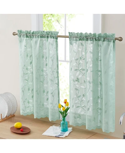 Hlc.me Joyce Lace Sheer Kitchen Cafe Curtain Tiers for Small Windows, Kitchen & Bathroom