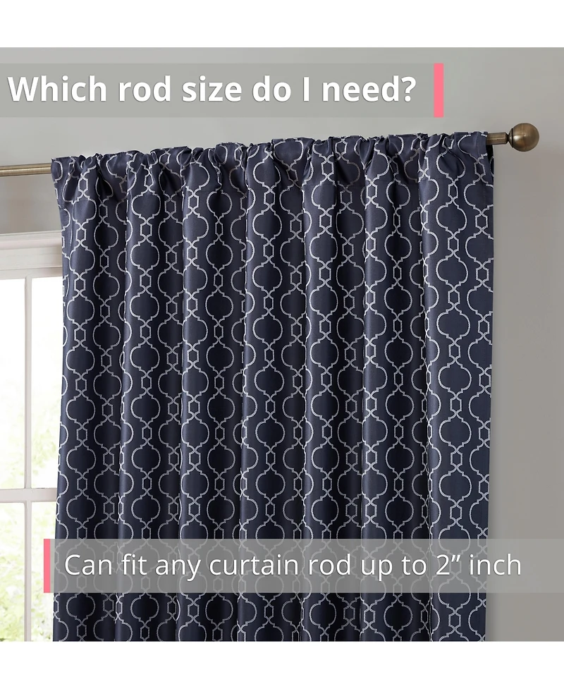 Hlc.me Franklin Moroccan 100% Complete Blackout Thermal Insulated Energy Savings Heat/Cold Blocking Back Tab Rod Pocket Curtain Drapery for Bedroom