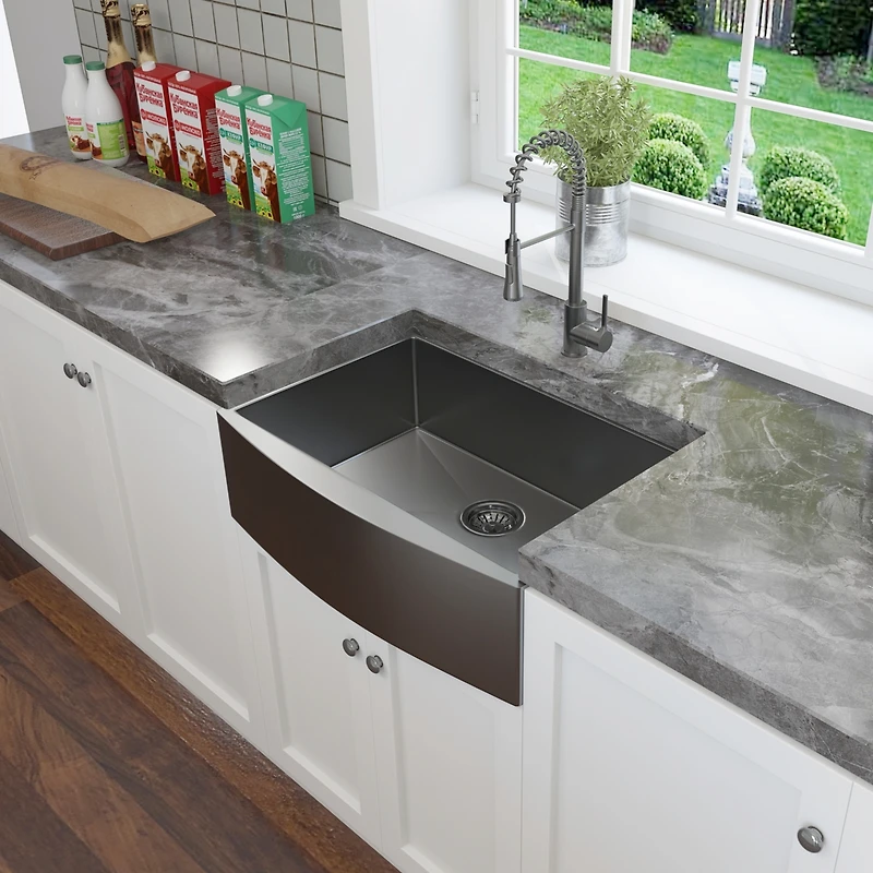 Streamdale 30" Farmhouse Single Bowl Stainless Steel Sink with Grid