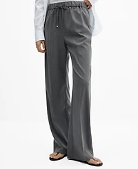 Mango Women's Elastic Waist Wideleg Pants