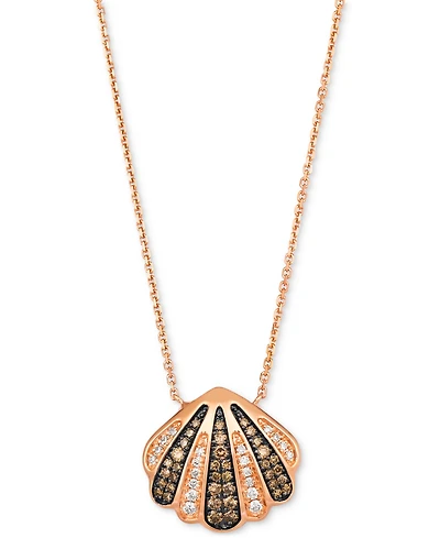 Le Vian Chocolate Diamond & Nude Diamond Shell 19" Adjustable Pendant Necklace (5/8 ct. t.w.) in 14k Rose Gold