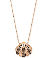 Le Vian Chocolate Diamond & Nude Diamond Shell 19" Adjustable Pendant Necklace (5/8 ct. t.w.) in 14k Rose Gold