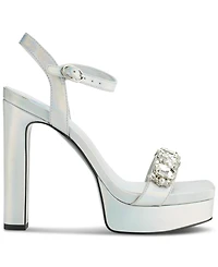 Karl Lagerfeld Paris Women's Jala Embellished Ankle-Strap Platform Sandals