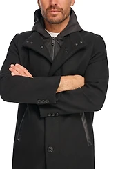 Kenneth Cole Men's Removable Hood Button Car Coat