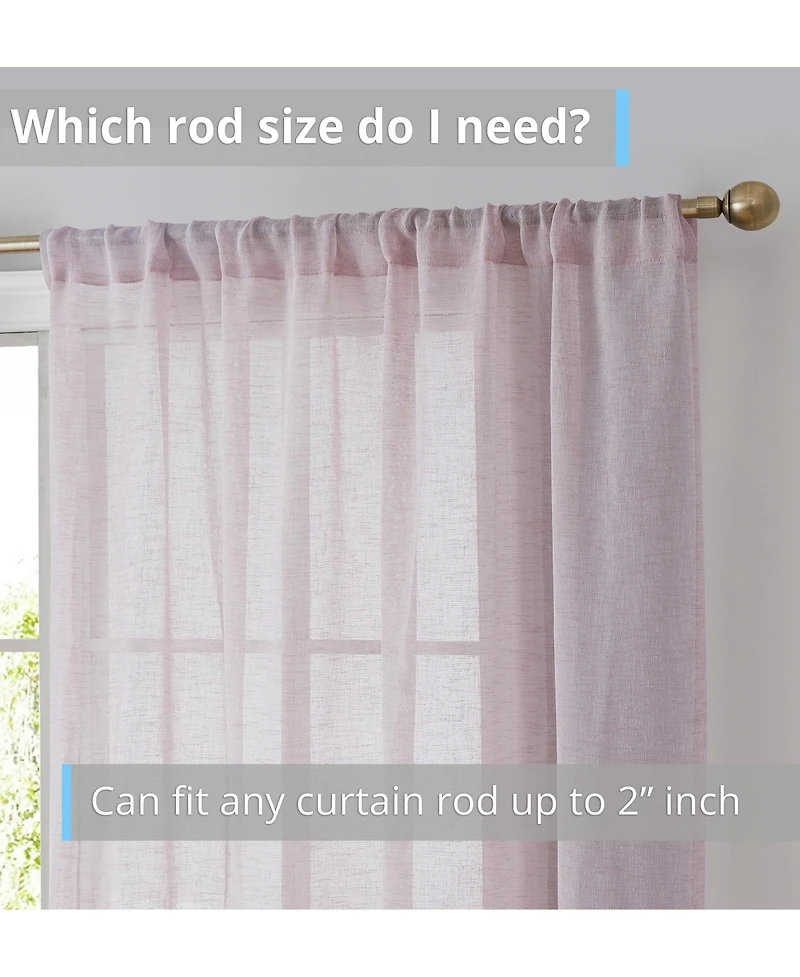 Hlc.me Penelope Faux Linen Textured Semi Sheer Privacy Sun Light Filtering Transparent Window Pocket Hole Thick Curtains Drapery Panels for Bedroom