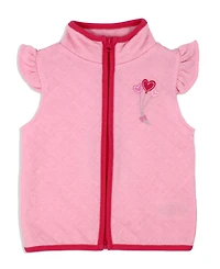 Baby Mode Girls Hearts Bodysuit, Pants and Vest, 3 Piece Set
