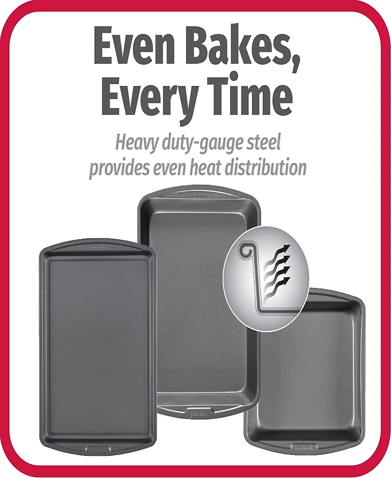 Good Cook 3 Pack 8X8 Baking Pan with 13" x 9" Bake Pan and 13" x 9" Cookie Sheet