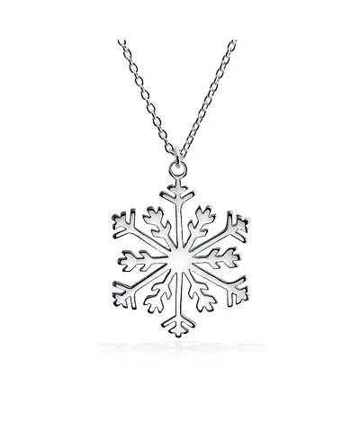 Bling Jewelry Holiday Party Frozen Winter Snowflake Pendant Necklace For Women For Sterling Silver With Chain