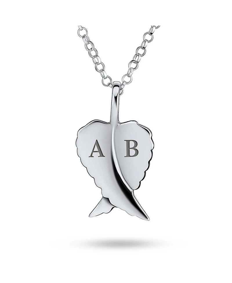 Bling Jewelry Amulet Feathered Heart Guardian Angel Wing Pendant Necklace Sterling Silver Small