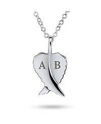 Bling Jewelry Amulet Feathered Heart Guardian Angel Wing Pendant Necklace Sterling Silver Small