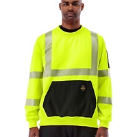 RefrigiWear Men's HiVis Crewneck Sweatshirt - High Visibility Work Pullover, Warm Safety