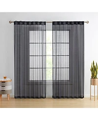 Hlc.me Lauren Semi Sheer Light Filtering Transparent Pocket Top & Back Tab Lightweight Window Curtains Drapery Panels Bedroom & Living Room
