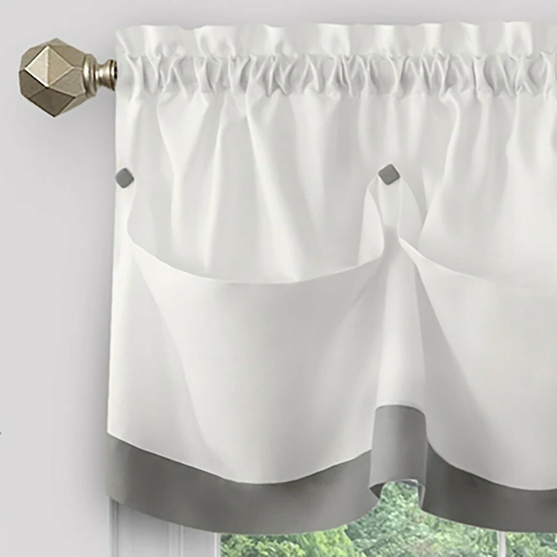 Kate Aurora Country Living Farmhouse 3 Pc Solid Cafe Kitchen Curtain Tier & Tucked Valance Set