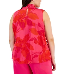 Tahari Asl Plus Size Bow-Neck Sleeveless Blouse