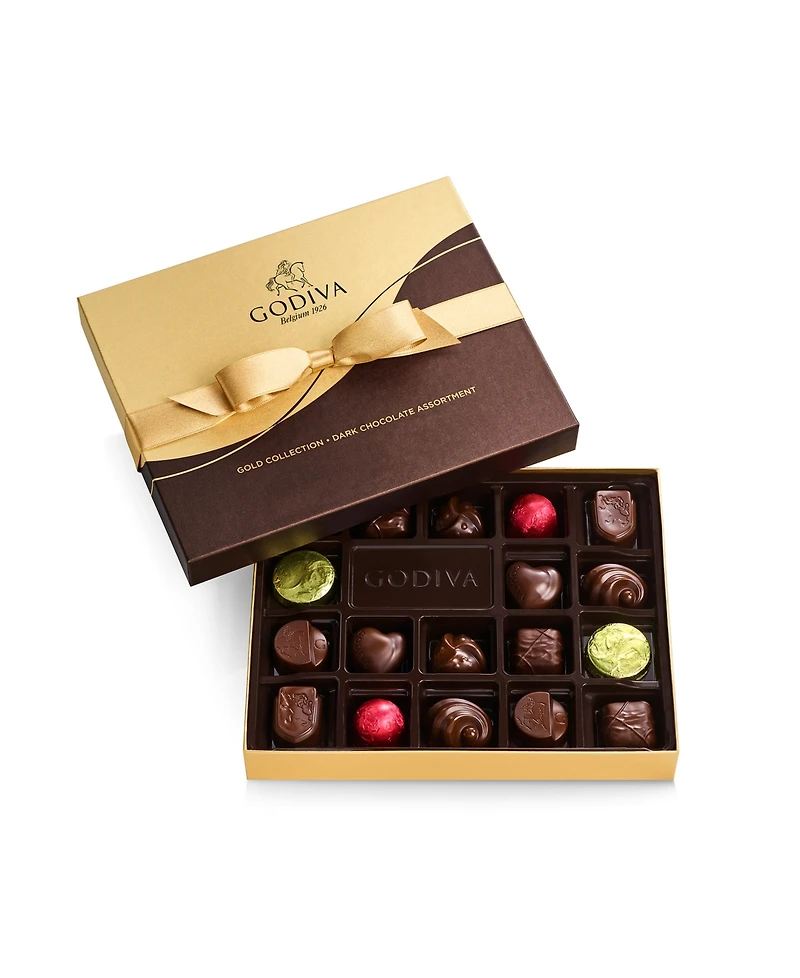 Godiva Assorted Dark Chocolate Gold-Tone Gift Box, 18 Pieces