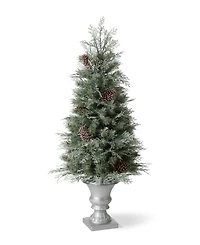 Glitzhome 4' Pre-Lit Pine Artificial Christmas Porch Tree with 130 Warm White Lights