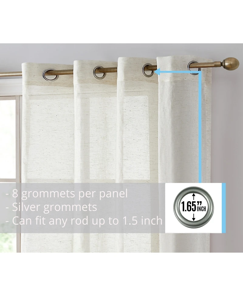 Hlc.me Sierra Burlap Flax Linen Semi Sheer Privacy Light Filtering Transparent Window Grommet Thick Curtains Panels