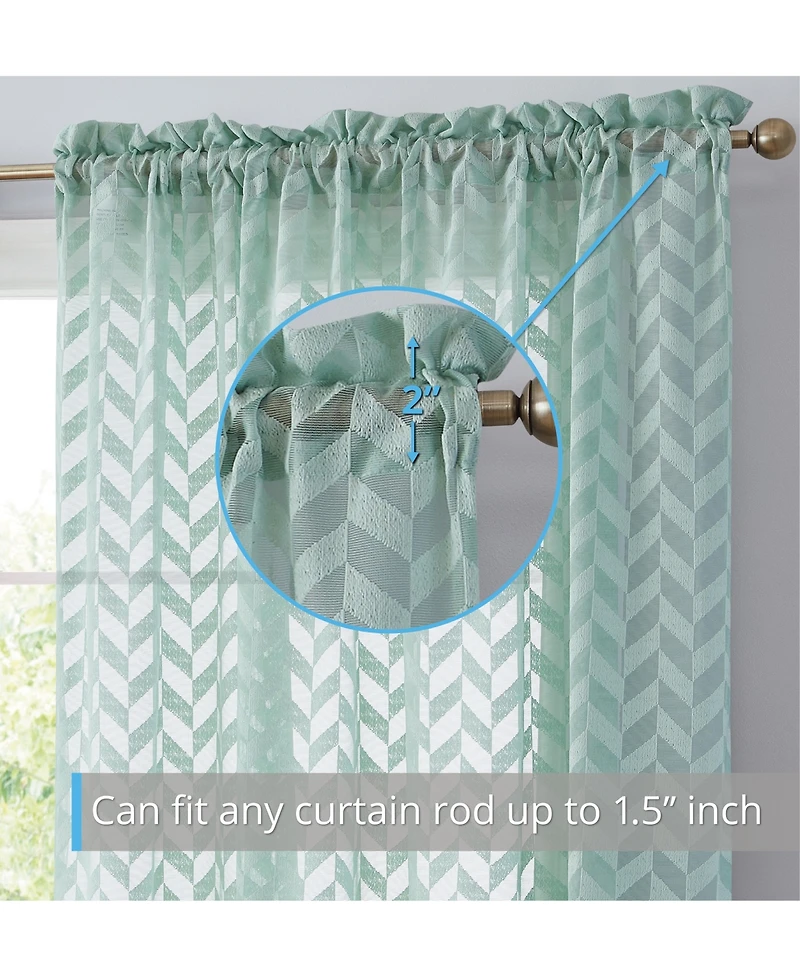 Hlc.me Herringbone Thick Semi Sheer Premium Rod Pocket Window Curtain Panels for Bedroom & Living Room