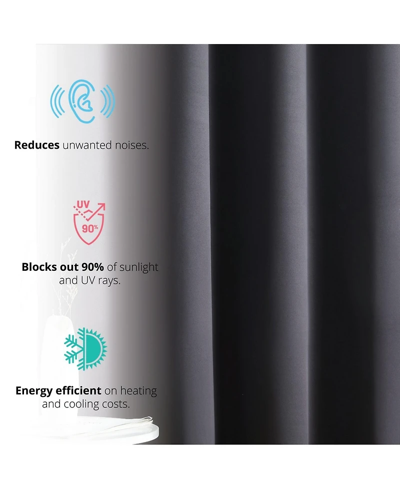 Hlc.me Oxford Room Darkening Curtains for Bedroom, Noise Reduction Thermal Insulated Window Curtain Grommet Panels