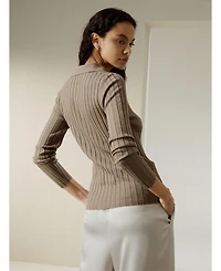 Lilysilk Women's Ribbed Silk-Cashmere Blend Cardigan