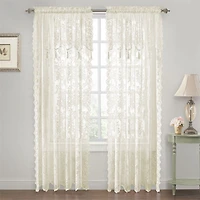Kate Aurora Shabby Chic Lace Single Curtain Panel With An Attached Valance