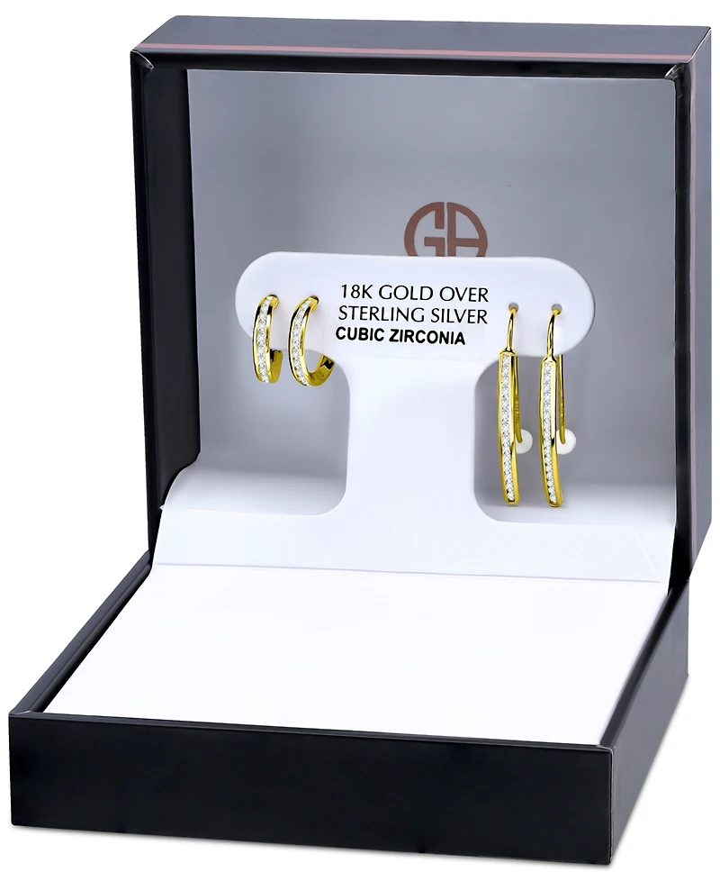 Giani Bernini 2-Pc. Set Cubic Zirconia Small Hoop & Threader Earrings, Created for Macy's