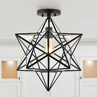 Jonathan Y Ava Farmhouse Bohemian Iron/Glass Led Semi Flush Mount Ceiling Light
